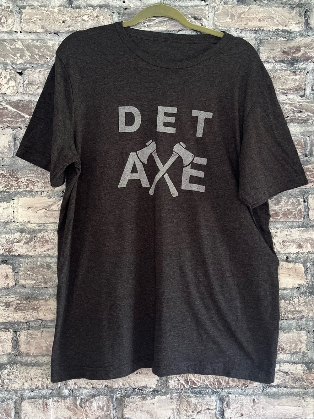 Dark Gray 'DET AXE' Graphic Tee  super soft material NWOT Unisex. Bundle & Save!